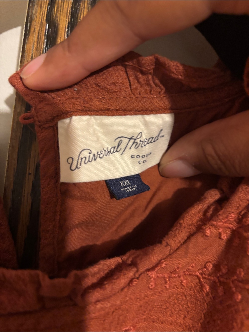 Universal Thread Rust Orange Mini Peasant Dress - Picture 4 of 4